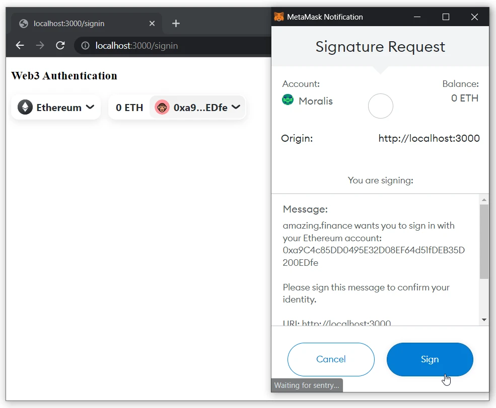 Signing the Message with MetaMask